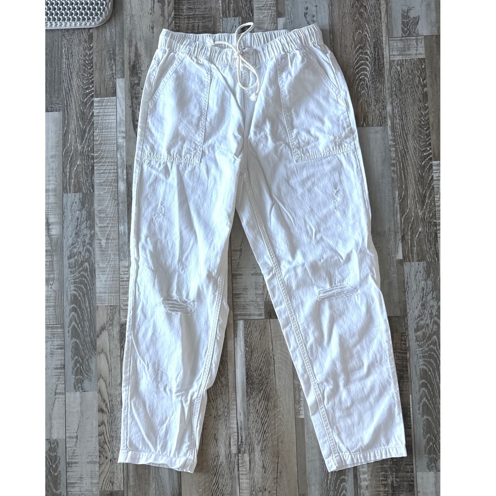 Aerie White Linen Blend Drawstring Pants Coastal Resortwear Boho Clean Girl M